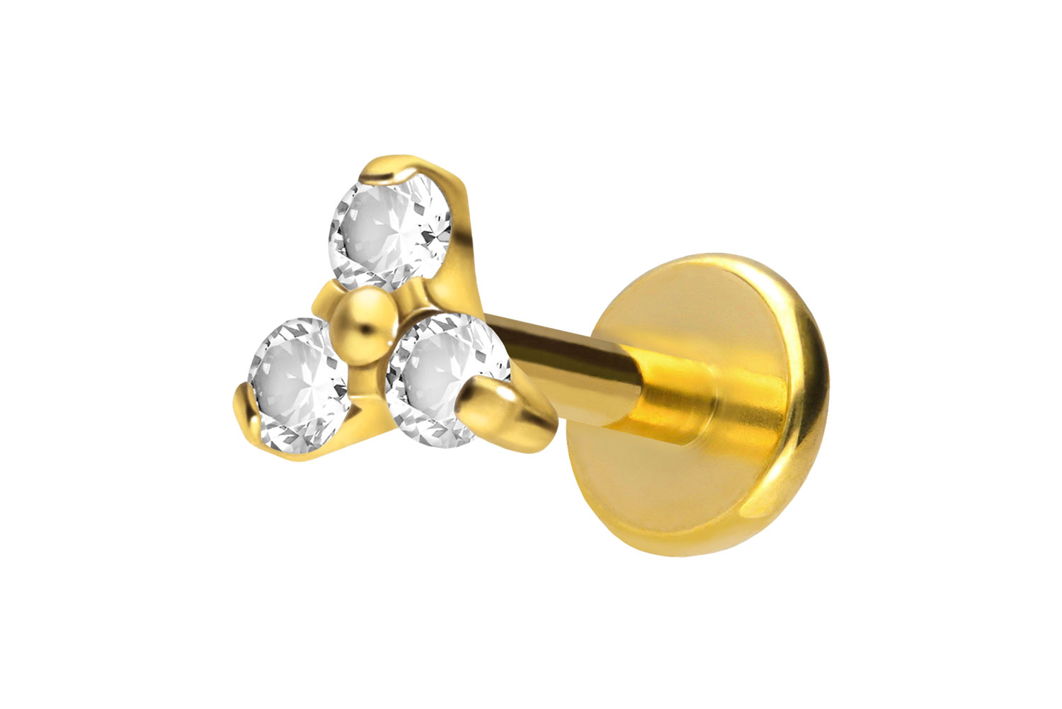 Titan Labret Piercing mit Push Fit KRISTALLBLUME